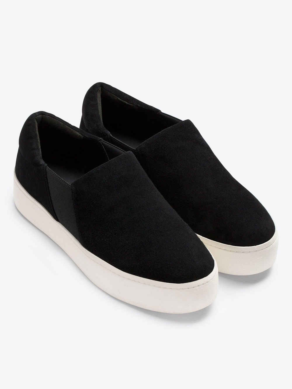 EUC Vince Black Suede Slip-On Warren Sneakers with Cream Platform